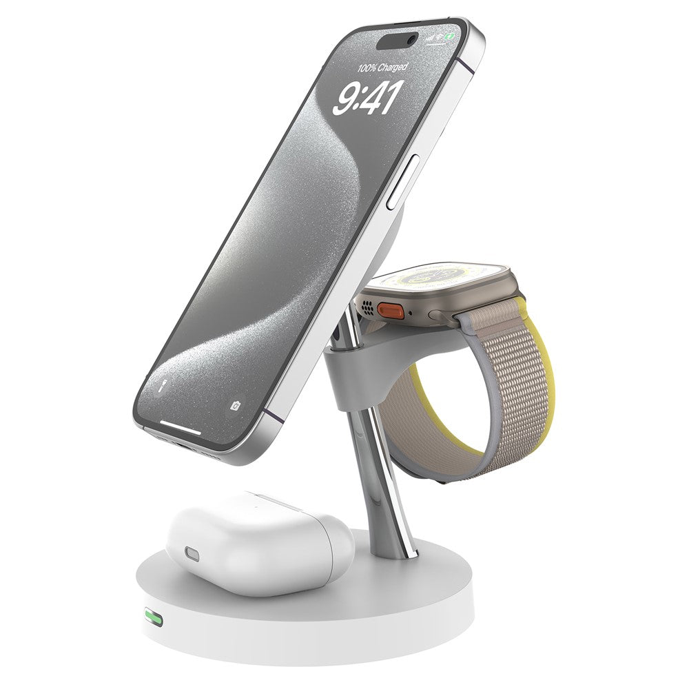 3-in-1 Magnetic Wireless Charging Station with Night Light – Phone, Watch & AirPods