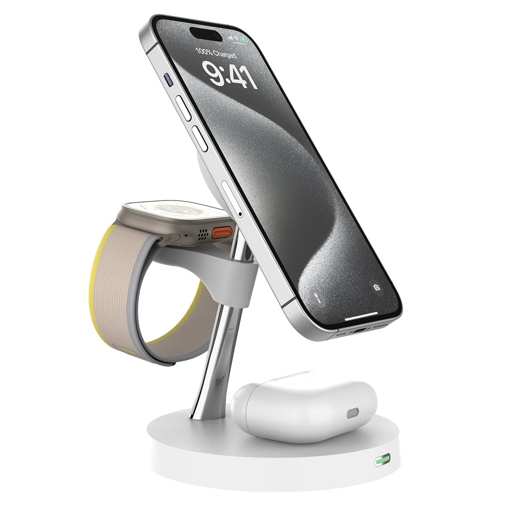 3-in-1 Magnetic Wireless Charging Station with Night Light – Phone, Watch & AirPods