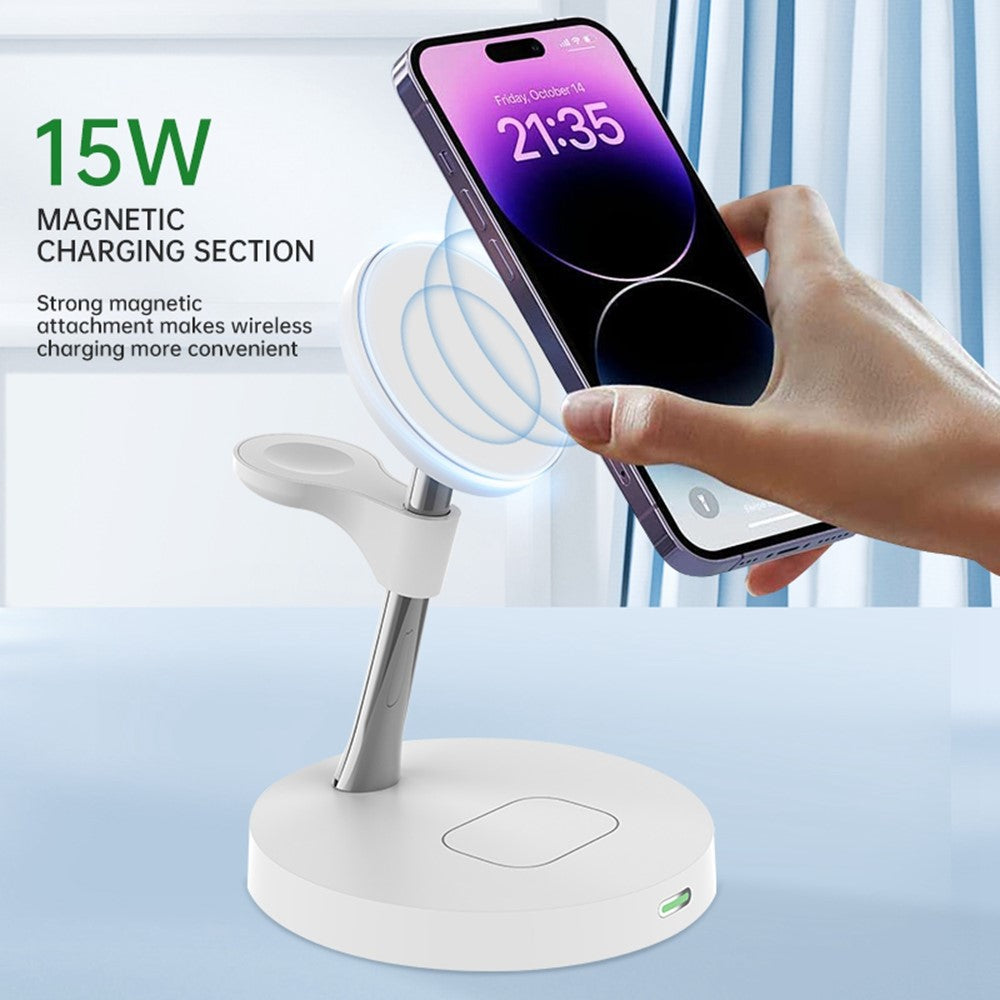 3-in-1 Magnetic Wireless Charging Station with Night Light – Phone, Watch & AirPods