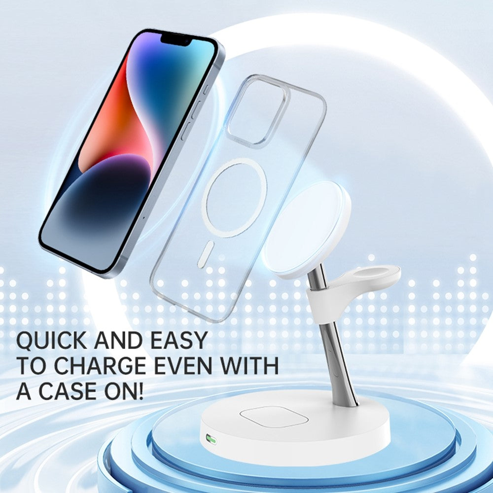 3-in-1 Magnetic Wireless Charging Station with Night Light – Phone, Watch & AirPods