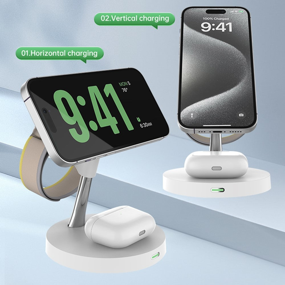 3-in-1 Magnetic Wireless Charging Station with Night Light – Phone, Watch & AirPods