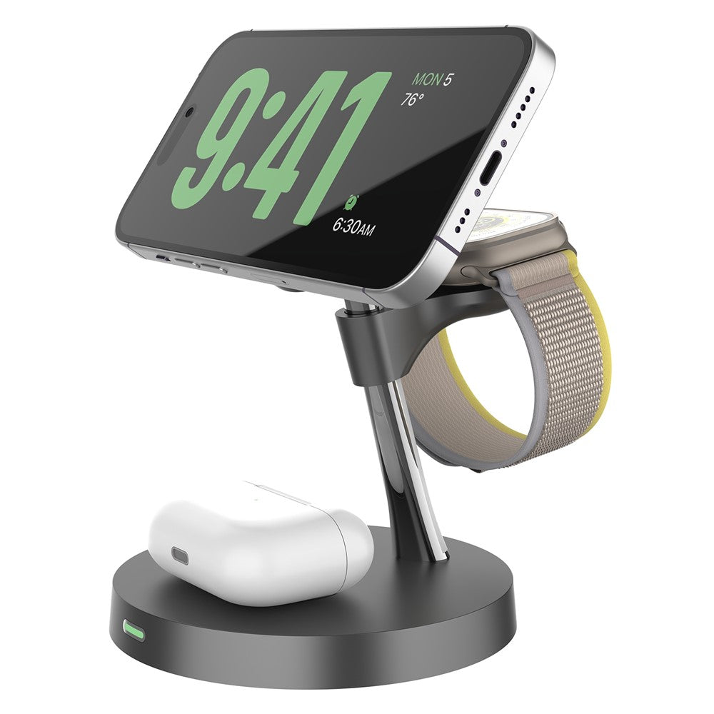3-in-1 Magnetic Wireless Charging Station with Night Light – Phone, Watch & AirPods