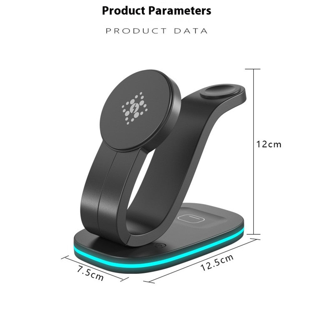 3-in-1 Wireless Charger with Night Light – Phone, Watch & Earbuds (Standard Edition)