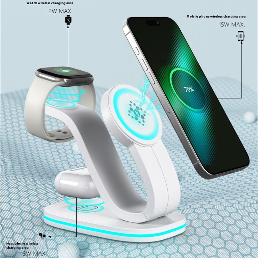 3-in-1 Wireless Charger with Night Light – Phone, Watch & Earbuds (Standard Edition)