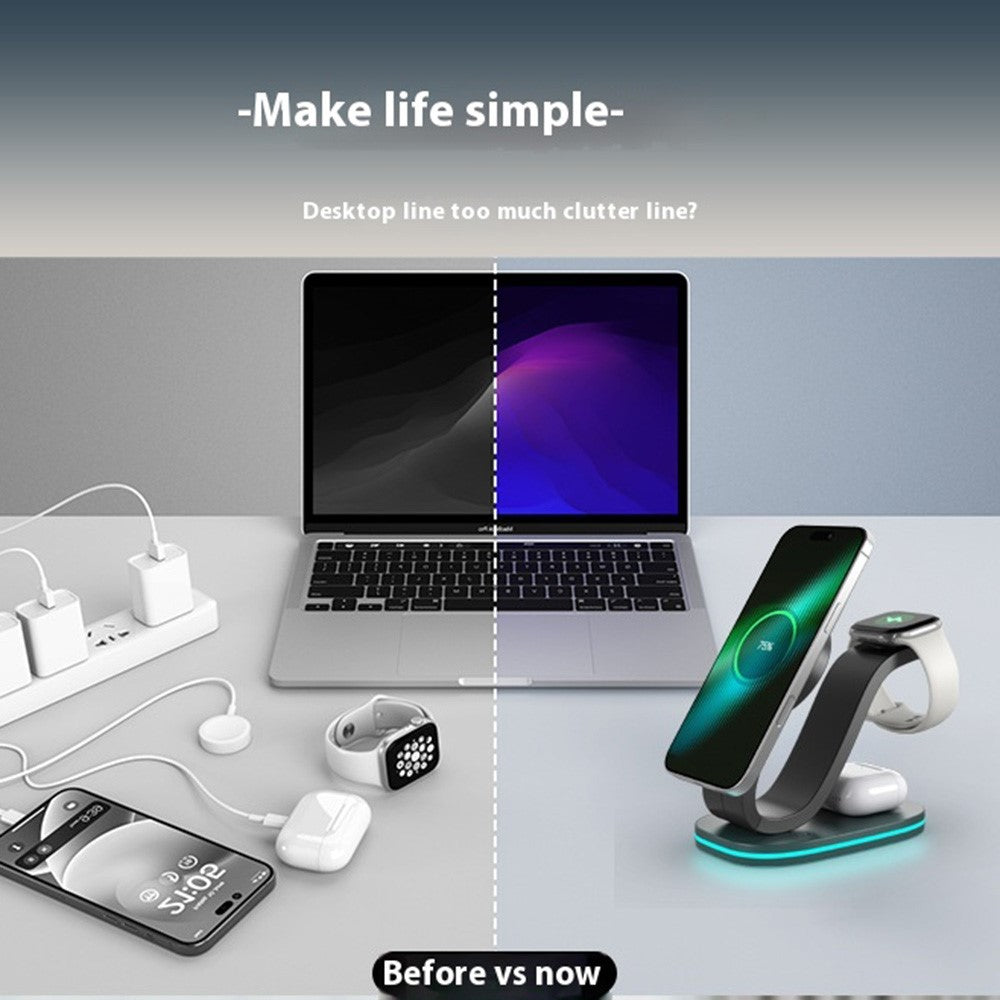 3-in-1 Wireless Charger with Night Light – Phone, Watch & Earbuds (Standard Edition)
