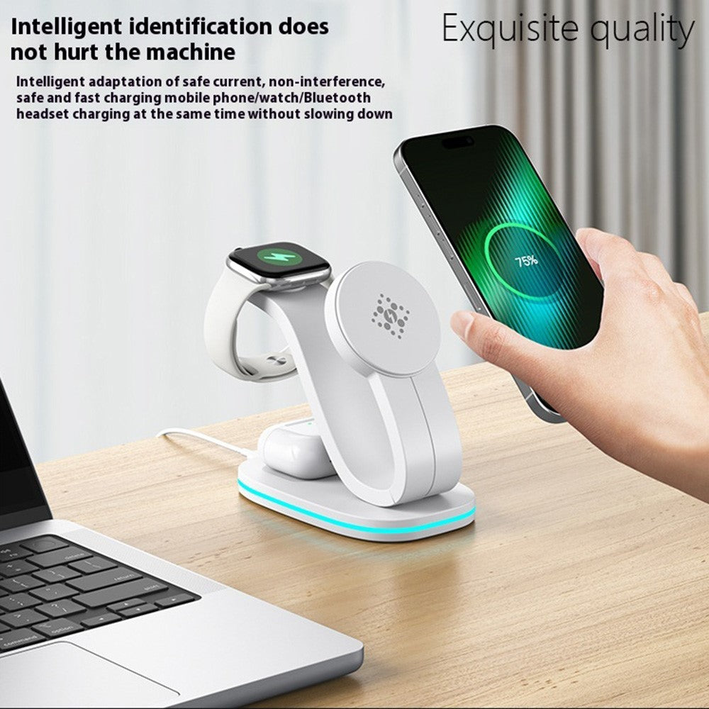 3-in-1 Wireless Charger with Night Light – Phone, Watch & Earbuds (Standard Edition)