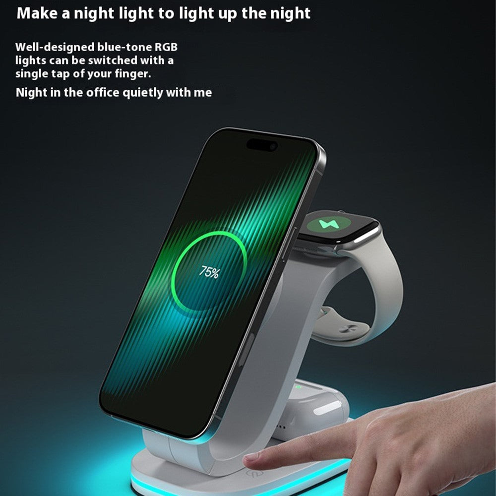 3-in-1 Wireless Charger with Night Light – Phone, Watch & Earbuds (Standard Edition)