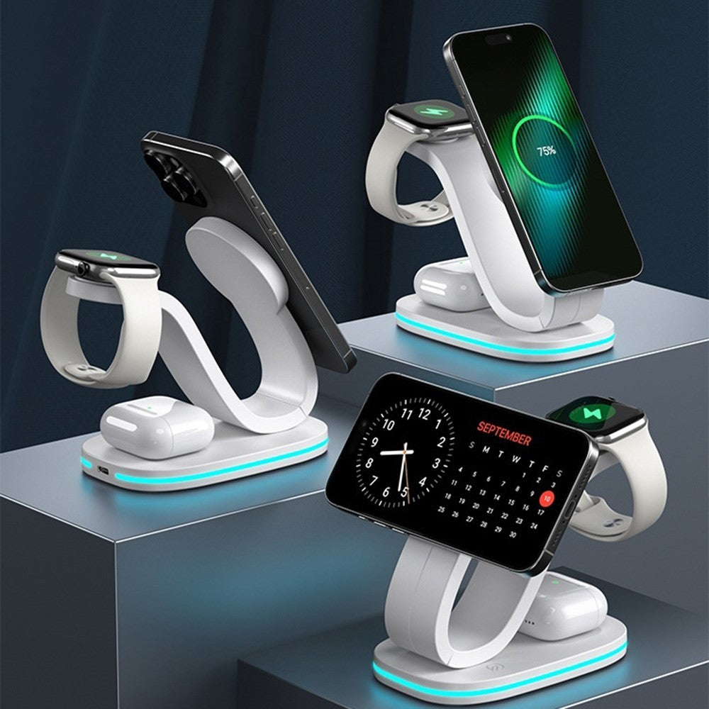 3-in-1 Wireless Charger with Night Light – Phone, Watch & Earbuds (Standard Edition)