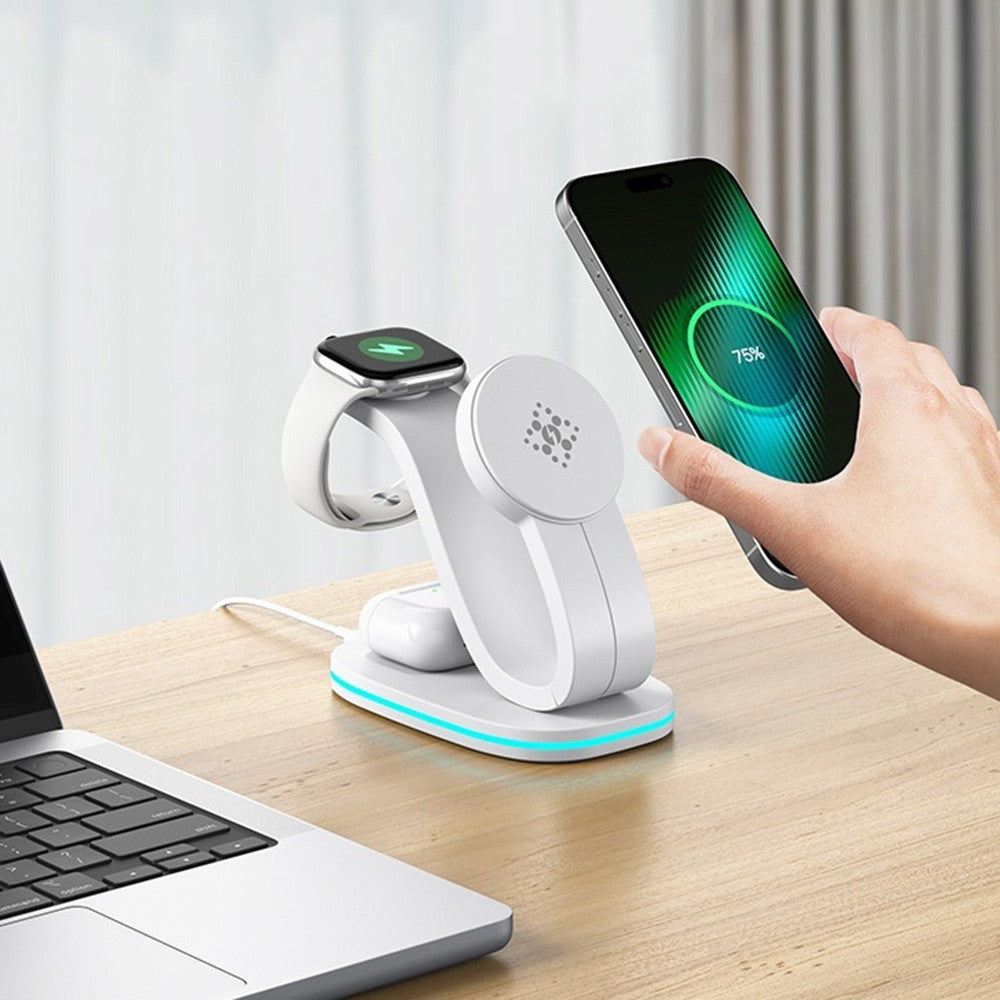 3-in-1 Wireless Charger with Night Light – Phone, Watch & Earbuds (Standard Edition)