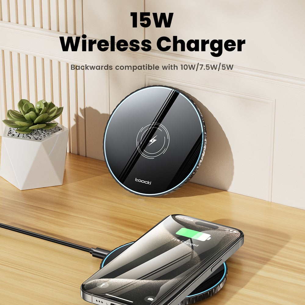TOOCKI Ultra-Thin Wireless Charging Pad – 15W Fast Charging