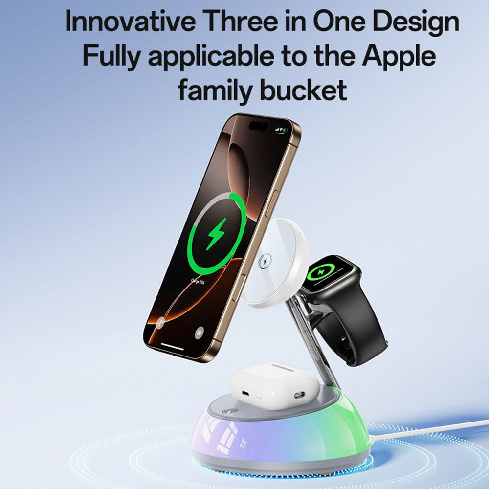 YESIDO DS31 3-in-1 Magnetic Wireless Charging Station with Night Light