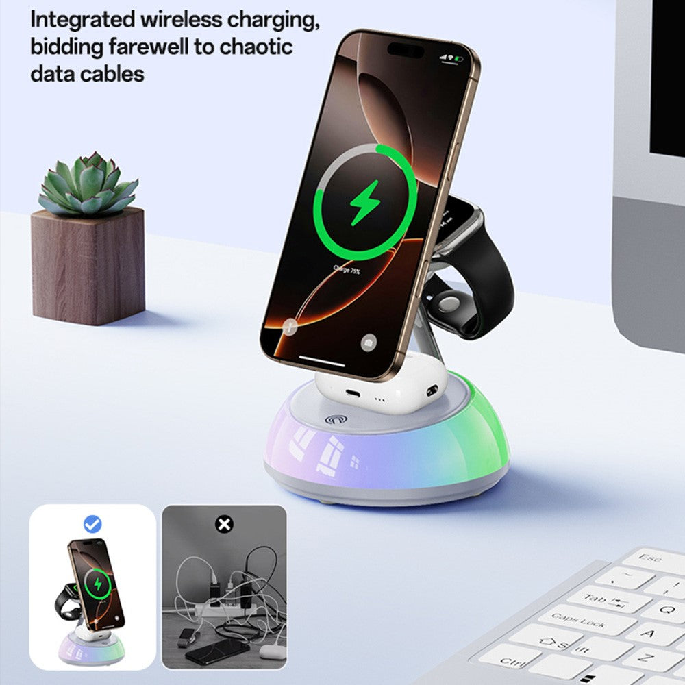 YESIDO DS31 3-in-1 Magnetic Wireless Charging Station with Night Light