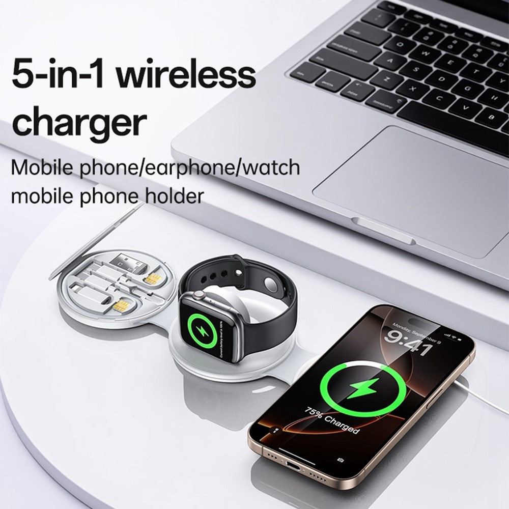 YESIDO DS29 5-in-1 Foldable Wireless Charger with Storage Box