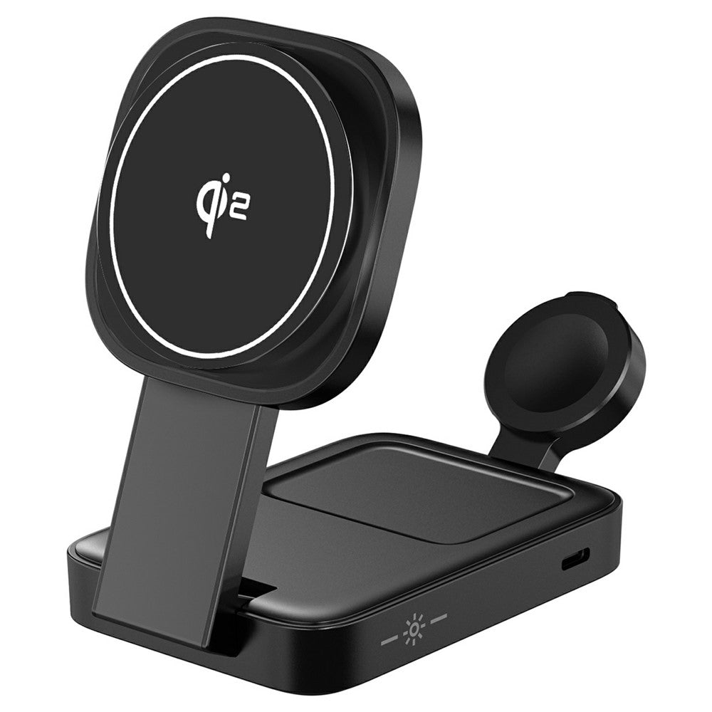 3-in-1 Qi2 Foldable Wireless Charger with Warm LED Light – for iPhone, Watch & AirPods