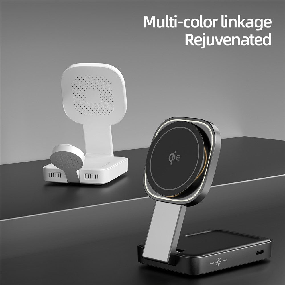 3-in-1 Qi2 Foldable Wireless Charger with Warm LED Light – for iPhone, Watch & AirPods