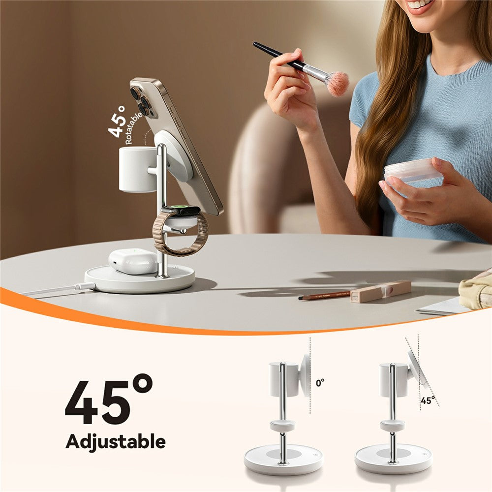 JOYROOM JR-W23 Qi2 4 in 1 Wireless Charger with Night Light Phone Watch Earbuds Charging Stand