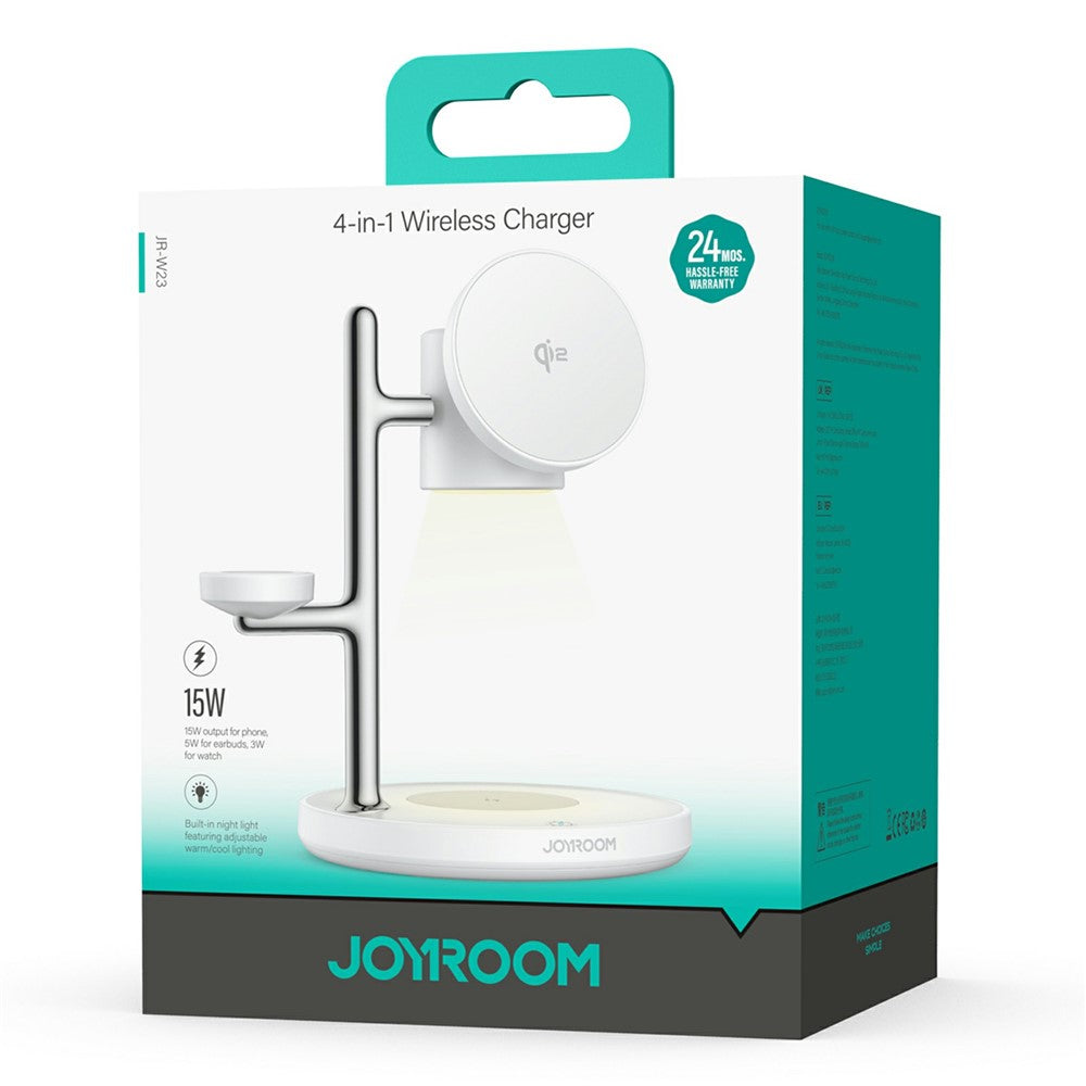 JOYROOM JR-W23 Qi2 4 in 1 Wireless Charger with Night Light Phone Watch Earbuds Charging Stand