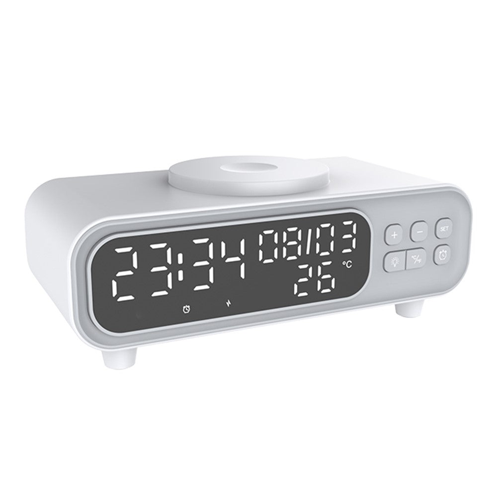 5-in-1 Wireless Charging Station with Alarm Clock, Calendar & Temperature Display