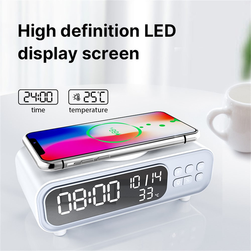 5-in-1 Wireless Charging Station with Alarm Clock, Calendar & Temperature Display