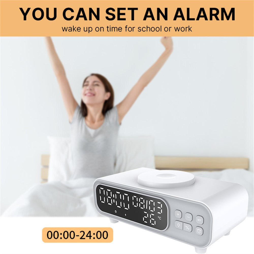 5-in-1 Wireless Charging Station with Alarm Clock, Calendar & Temperature Display