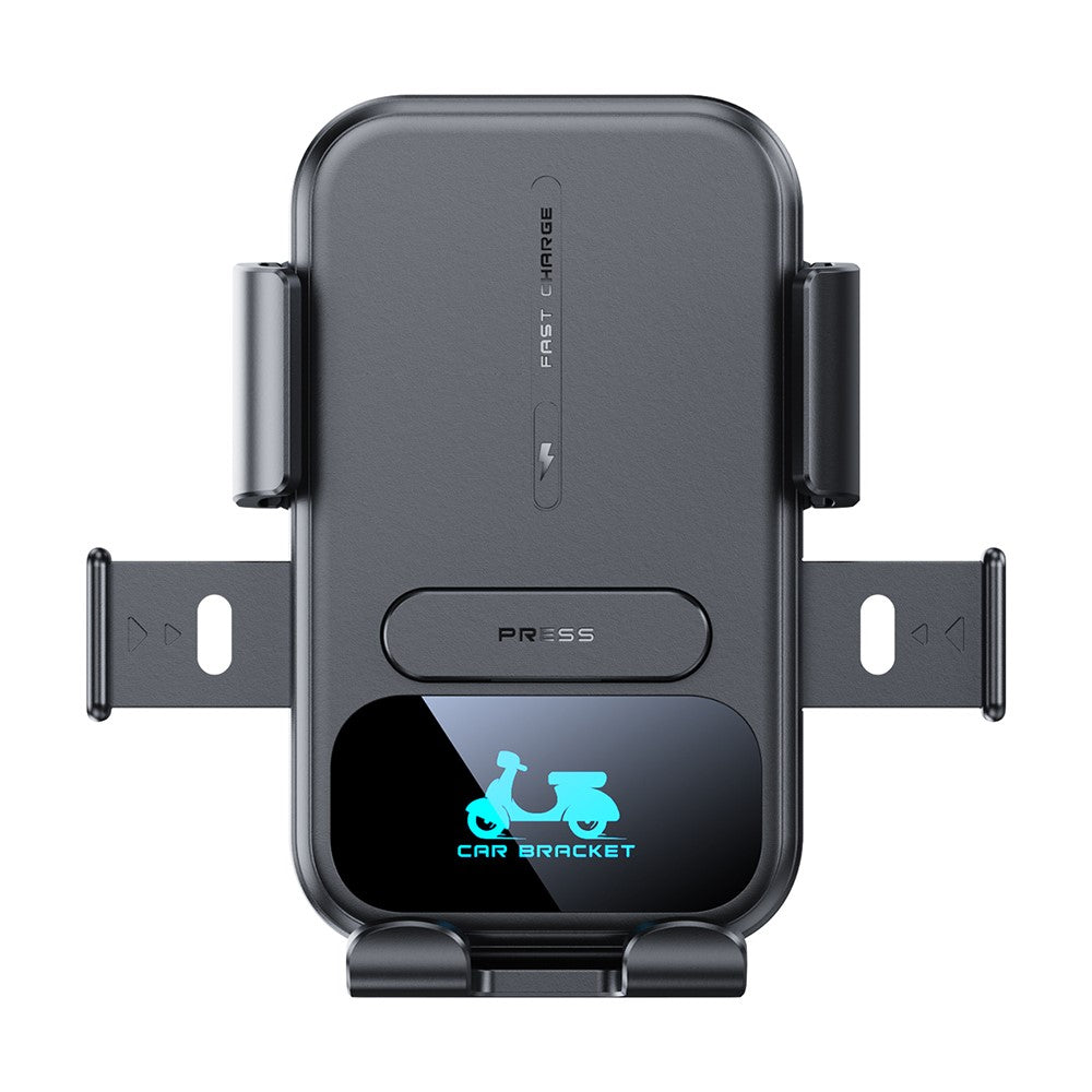 Motorcycle Phone Mount Holder 15W Wireless Charger with Sunshade for Delivery Riders Navigation