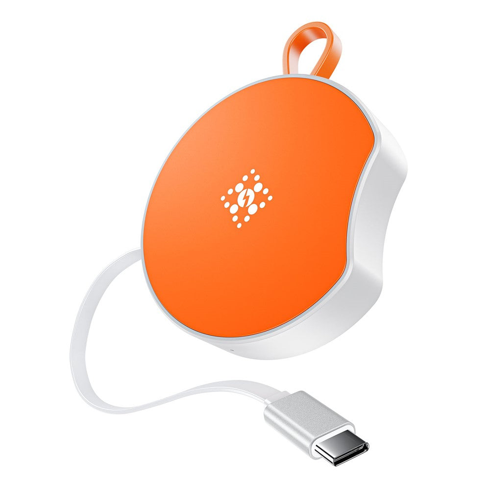 Portable Wireless Charger with Retractable USB-C Cable – 15W Fast Charging