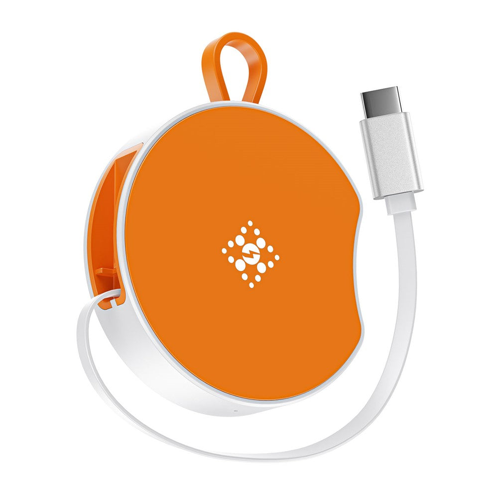 Portable Wireless Charger with Retractable USB-C Cable – 15W Fast Charging