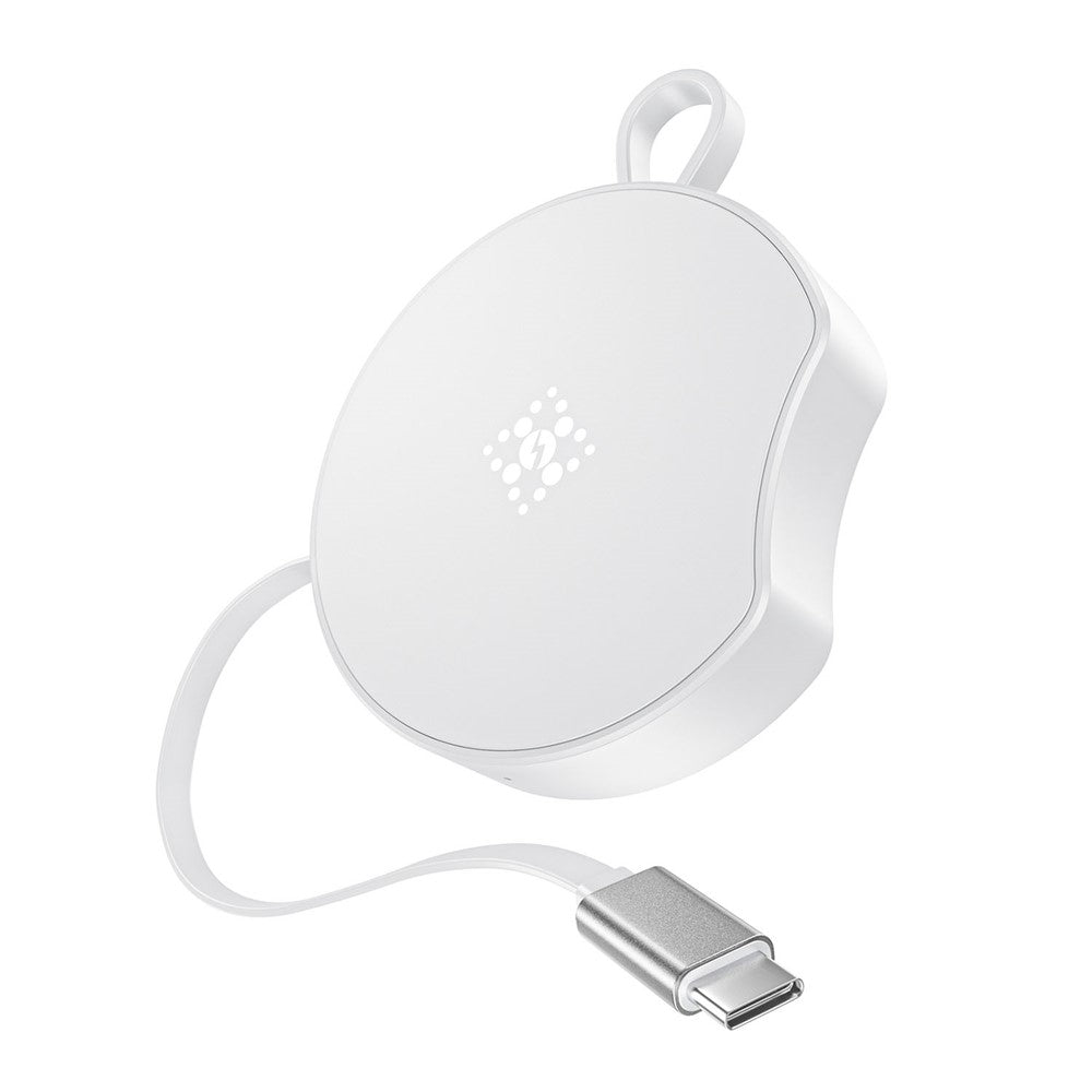 Portable Wireless Charger with Retractable USB-C Cable – 15W Fast Charging