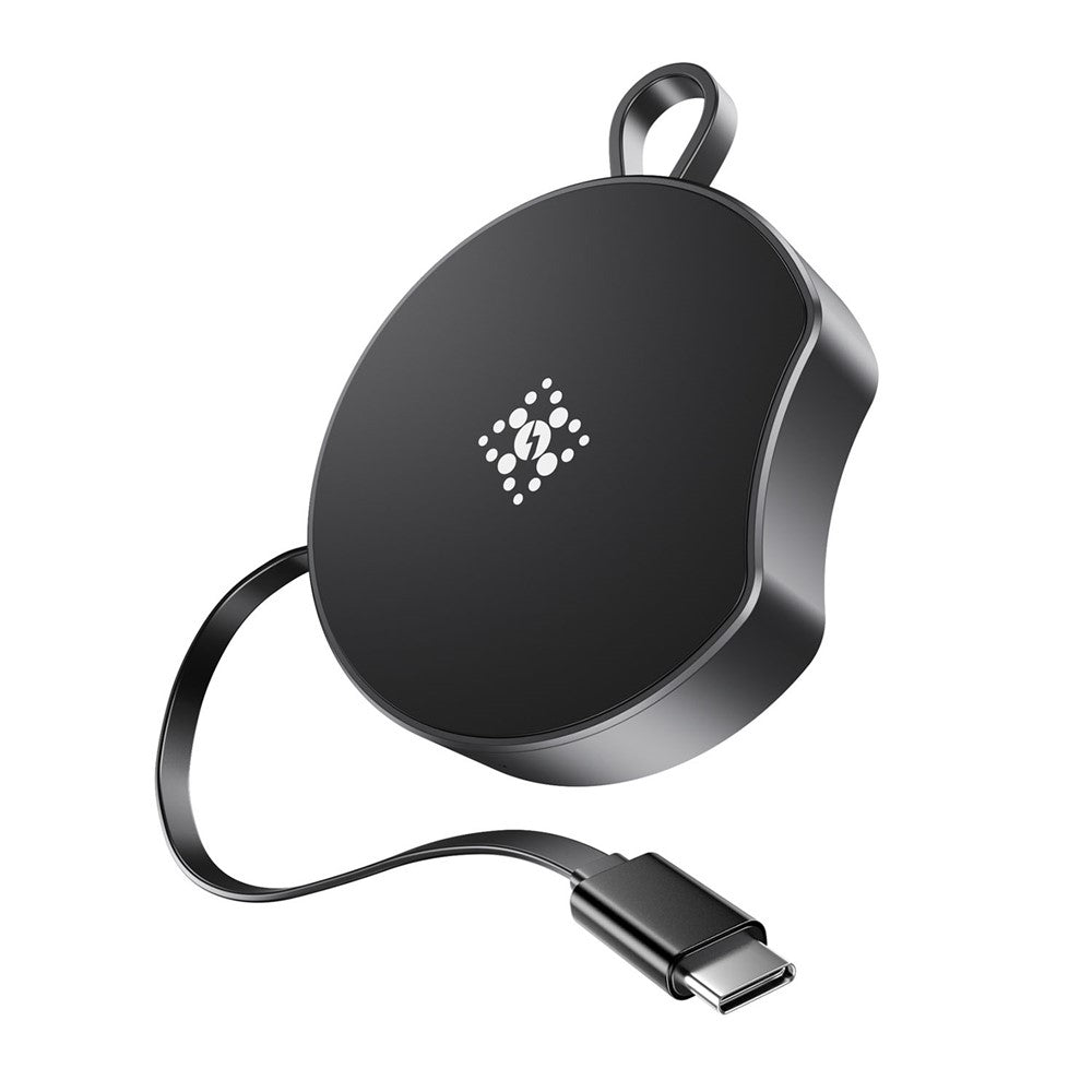 Portable Wireless Charger with Retractable USB-C Cable – 15W Fast Charging