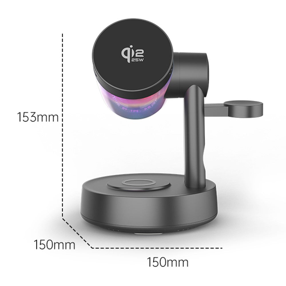Magnetic Wireless Charging Station with Bluetooth Speaker – 25W Fast Charging