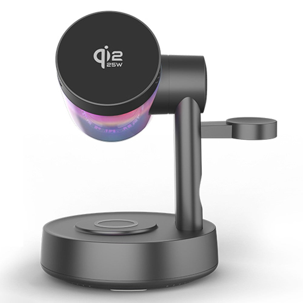 Magnetic Wireless Charging Station with Bluetooth Speaker – 25W Fast Charging