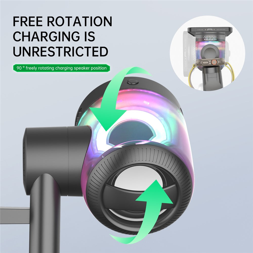 Magnetic Wireless Charging Station with Bluetooth Speaker – 25W Fast Charging