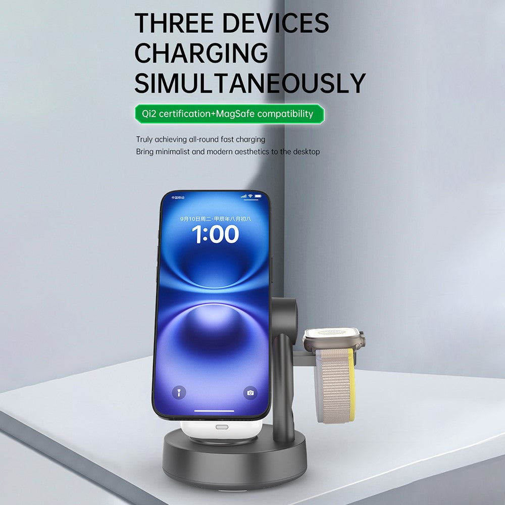 Magnetic Wireless Charging Station with Bluetooth Speaker – 25W Fast Charging