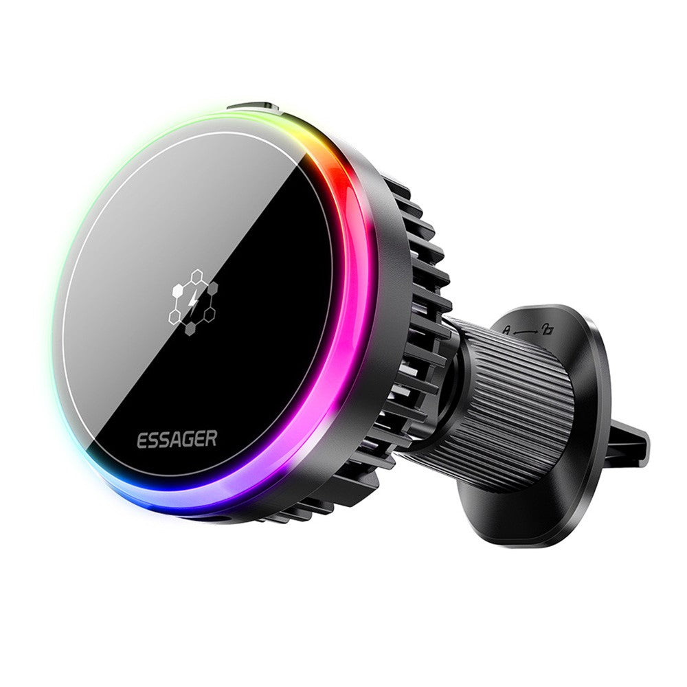 ESSAGER Car Wireless Charger with Cooling Fan – 360° Rotation, 15W
