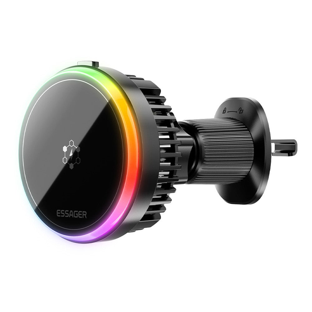 ESSAGER Car Wireless Charger with Cooling Fan – 360° Rotation, 15W