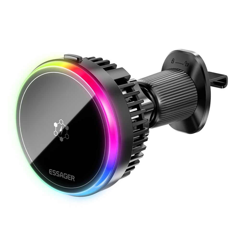 ESSAGER Car Wireless Charger with Cooling Fan – 360° Rotation, 15W