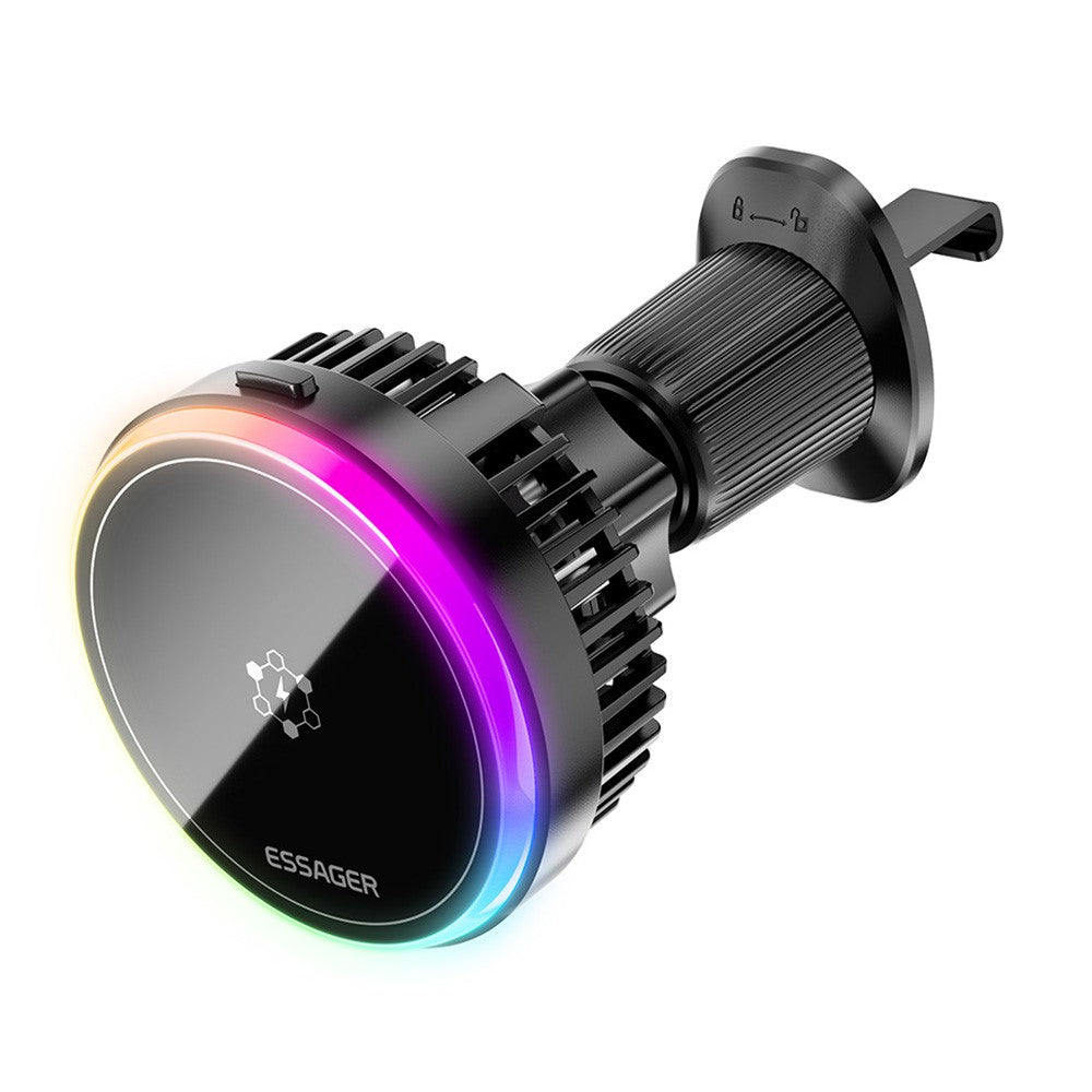 ESSAGER Car Wireless Charger with Cooling Fan – 360° Rotation, 15W