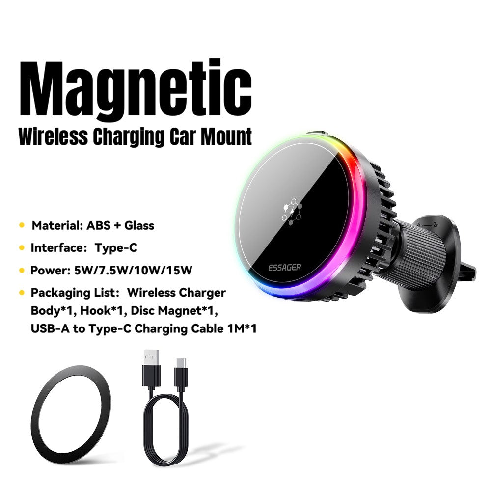 ESSAGER Car Wireless Charger with Cooling Fan – 360° Rotation, 15W