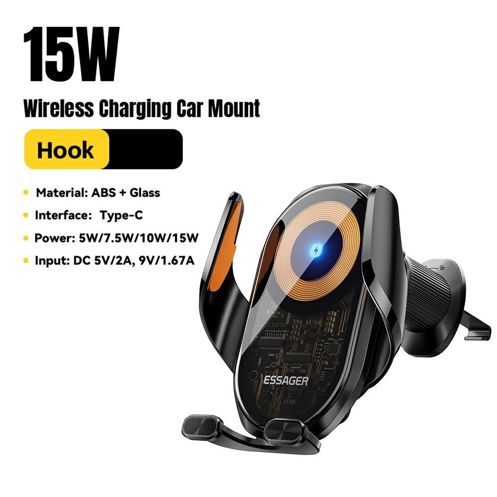ESSAGER 15W Car Wireless Charger – Air Vent Mount, 360° Rotation