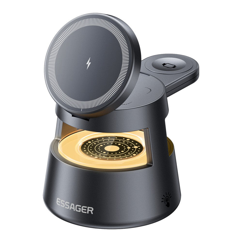 ESSAGER 4-in-1 Magnetic Desktop Wireless Charger – 15W Fast Charging Stand