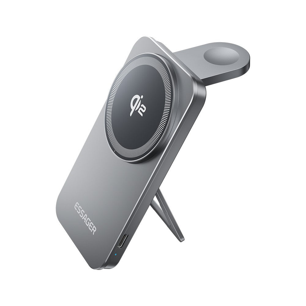 ESSAGER 2-in-1 Foldable Wireless Charger & Phone Stand – 15W Fast Charging