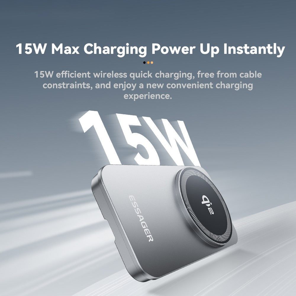 ESSAGER 2-in-1 Foldable Wireless Charger & Phone Stand – 15W Fast Charging
