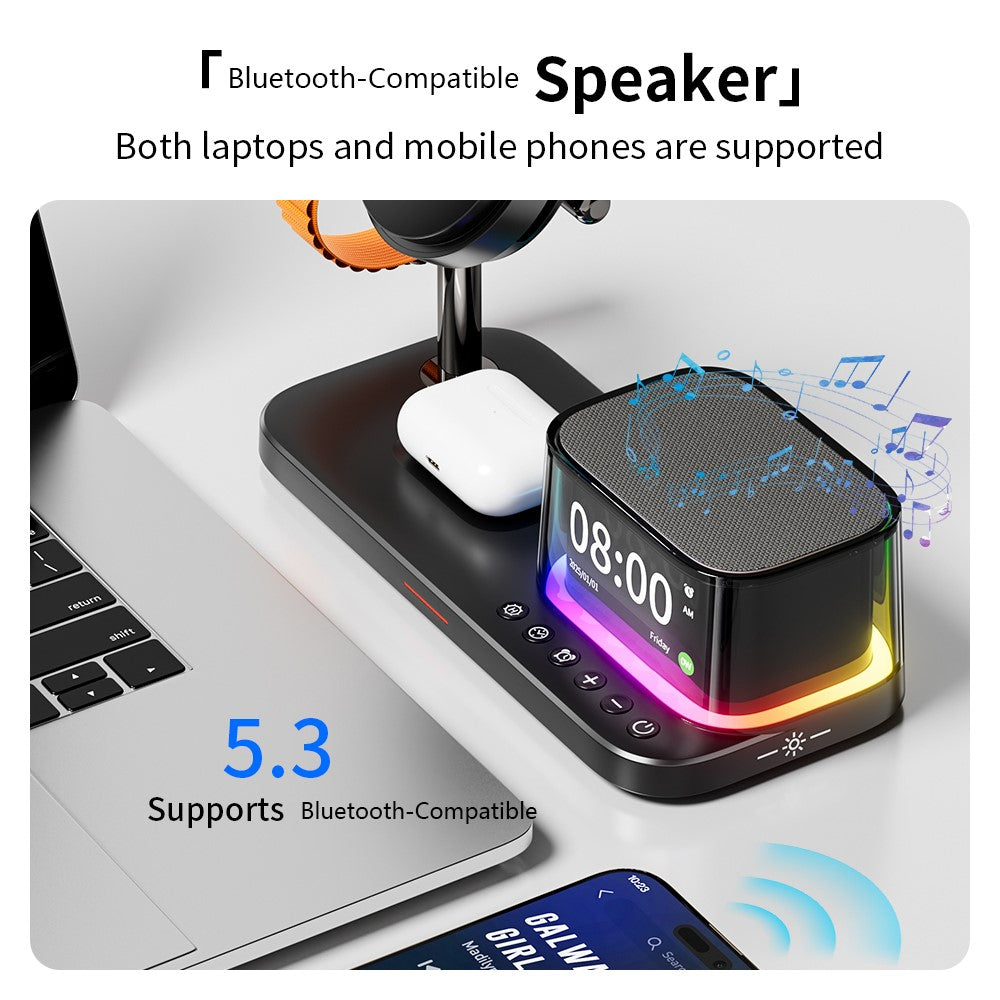 6-in-1 Magnetic Wireless Charger with Bluetooth Speaker & Cooling Stand – 25W Fast Charging