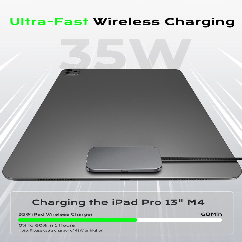 Magnetic Wireless Charger for iPad Pro 13 (2025) – Fast Charging Pad with USB