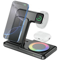 4-in-1 Foldable Wireless Charger Dock with RGB Ambient Light – Phone, Watch & AirPods