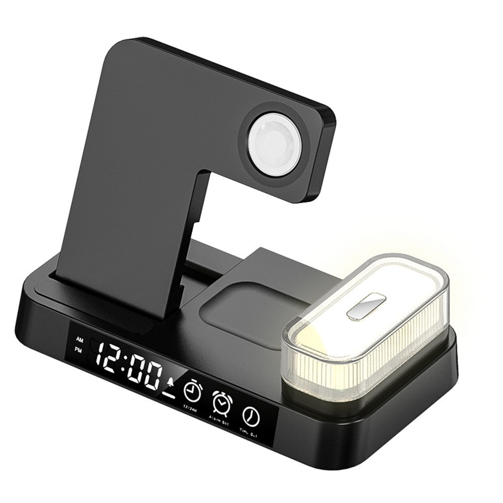 3-in-1 Foldable Wireless Charger Dock with RGB Night Light & Clock
