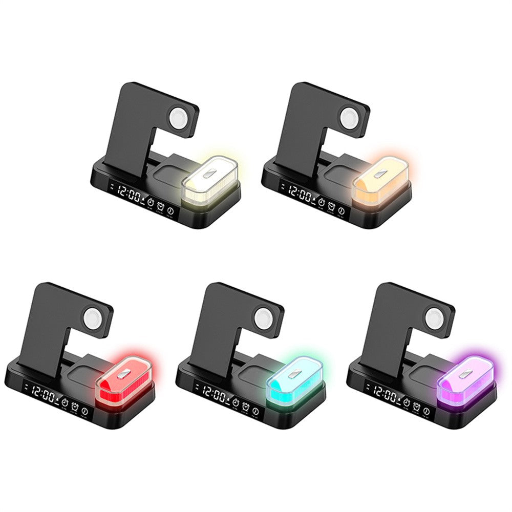 3-in-1 Foldable Wireless Charger Dock with RGB Night Light & Clock