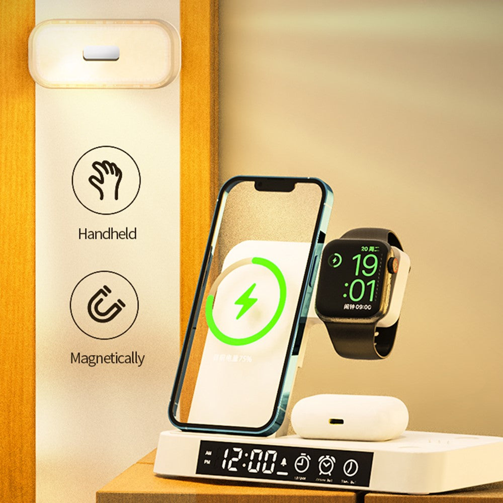 3-in-1 Foldable Wireless Charger Dock with RGB Night Light & Clock