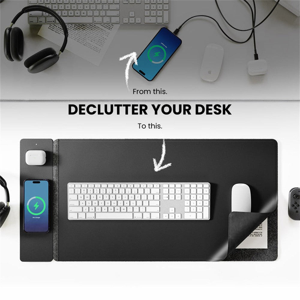 Large Wireless Charging Mouse Pad – Waterproof Desk Mat, Fast Charge