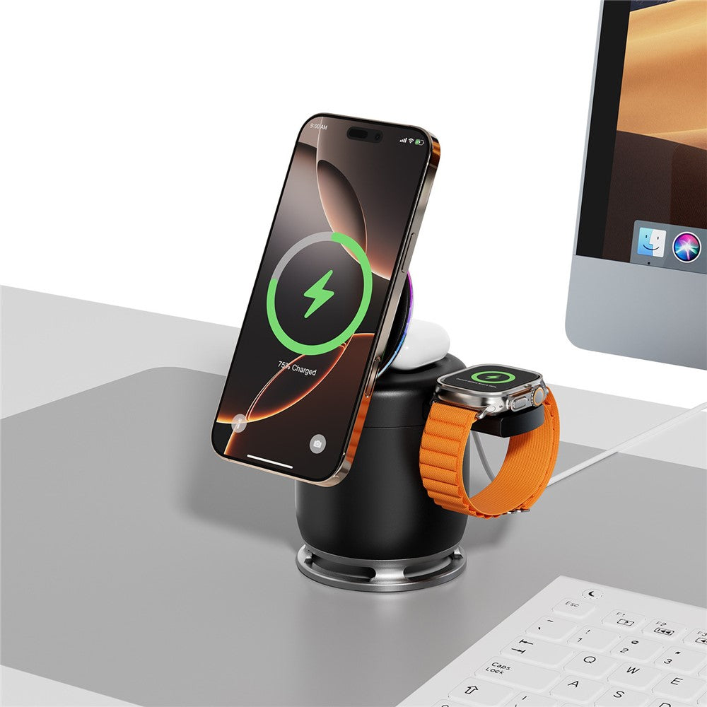 5-in-1 Qi2 Magnetic Wireless Charger with Bluetooth Speaker & RGB Light